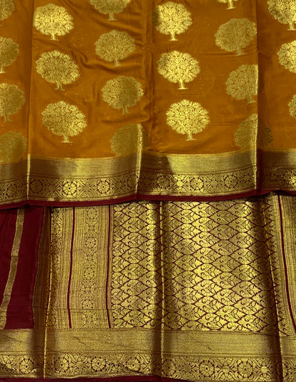 Crepe Saree Golden Yellow Colour