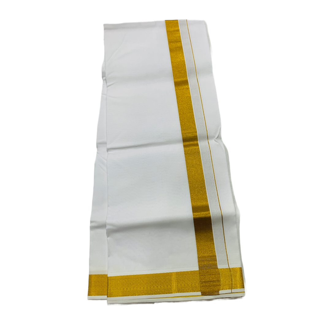 White Cotton Dhoti with Golden Border