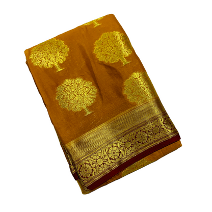 Crepe Saree Golden Yellow Colour