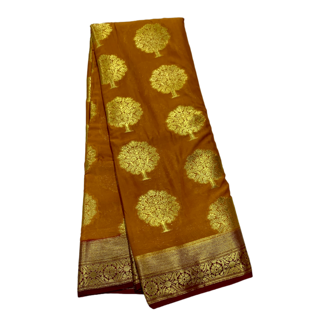 Crepe Saree Golden Yellow Colour