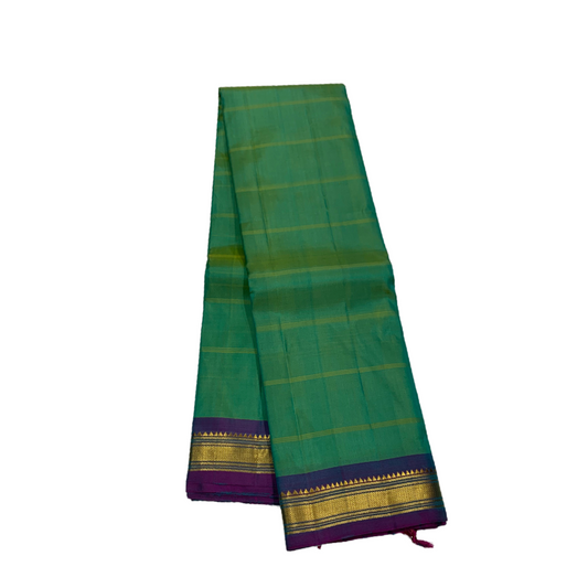 Pure Kanchivaram Silk Saree Pista Green Colour with Grape shade Border