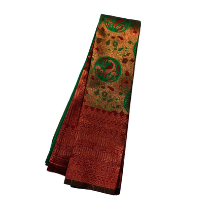 Green shade saree with Brown Border