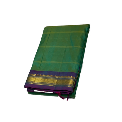 Pure Kanchivaram Silk Saree Pista Green Colour with Grape shade Border