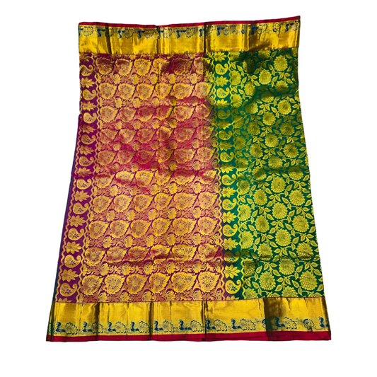 Green shade Semi Silk Saree with  Maroon  with Peacock  design border.