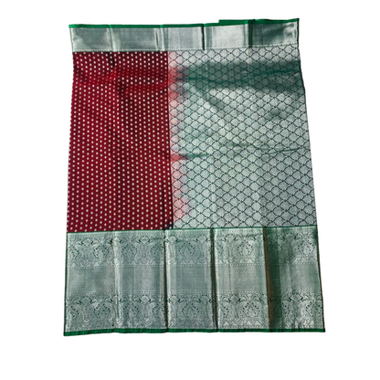 Vegan Silk Saree Maroon shade with Green Border