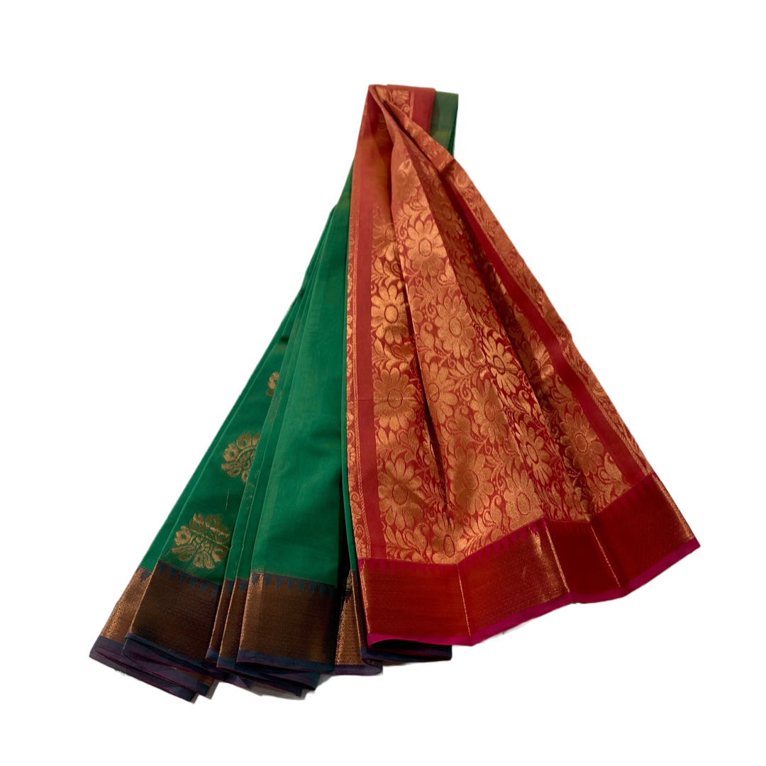 Green shade silk cotton Saree