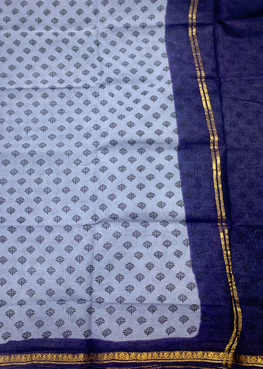 Chettinad Sungudi Cotton Gray Printed Saree