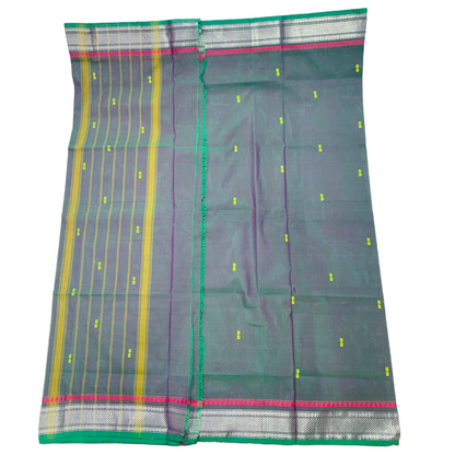 Chettinad Cotton Saree Dual Shade Of Greenish Blue