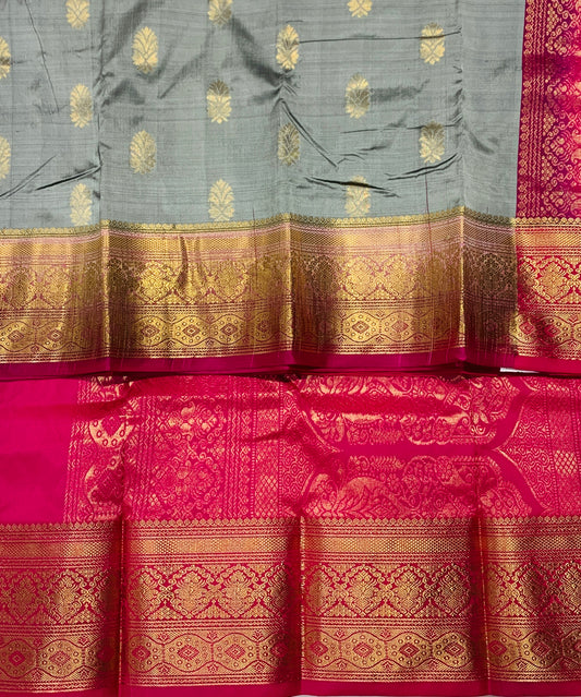 Pure Kanchipuram Silk Gray Colour