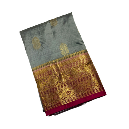 Pure Kanchipuram Silk Gray Colour