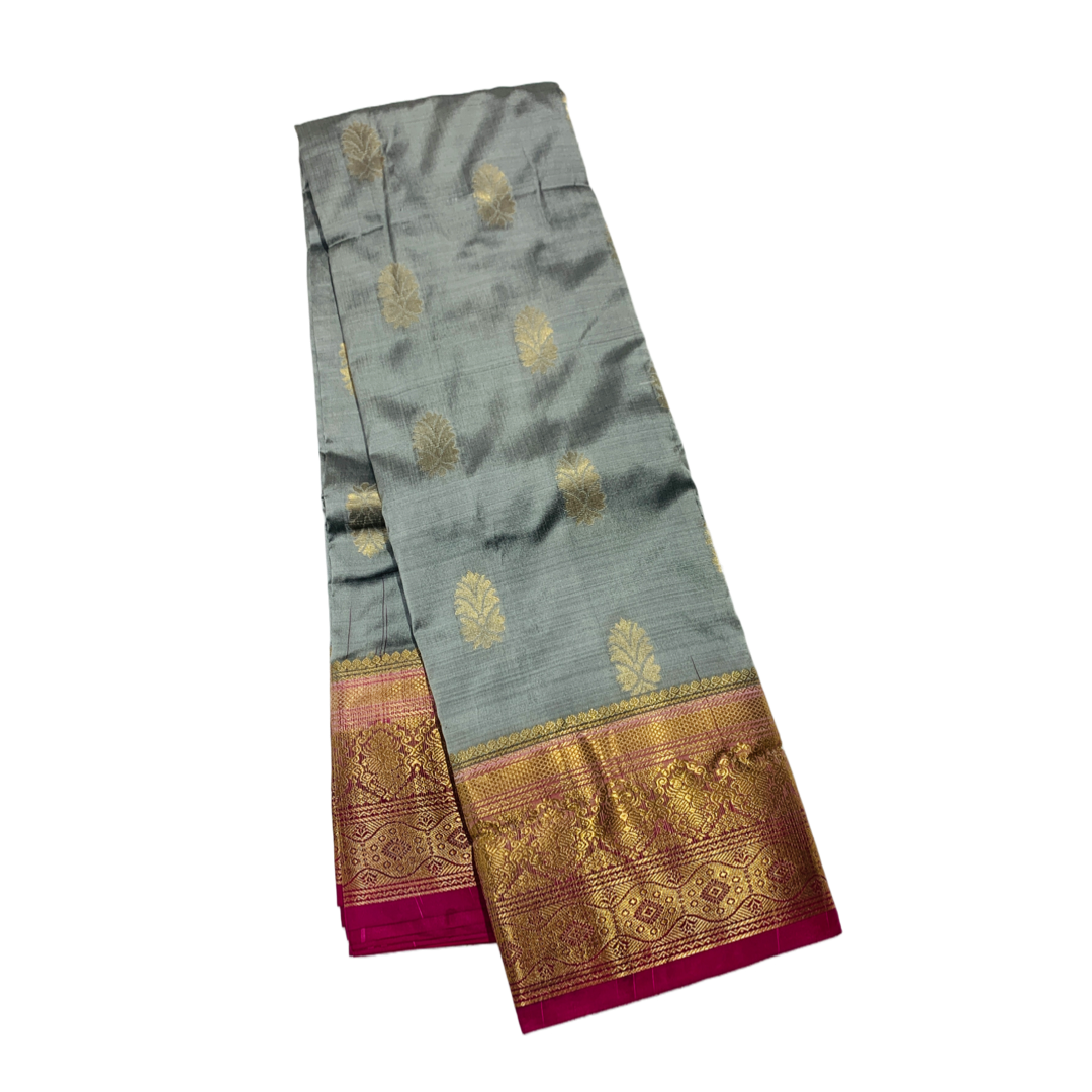 Pure Kanchipuram Silk Gray Colour