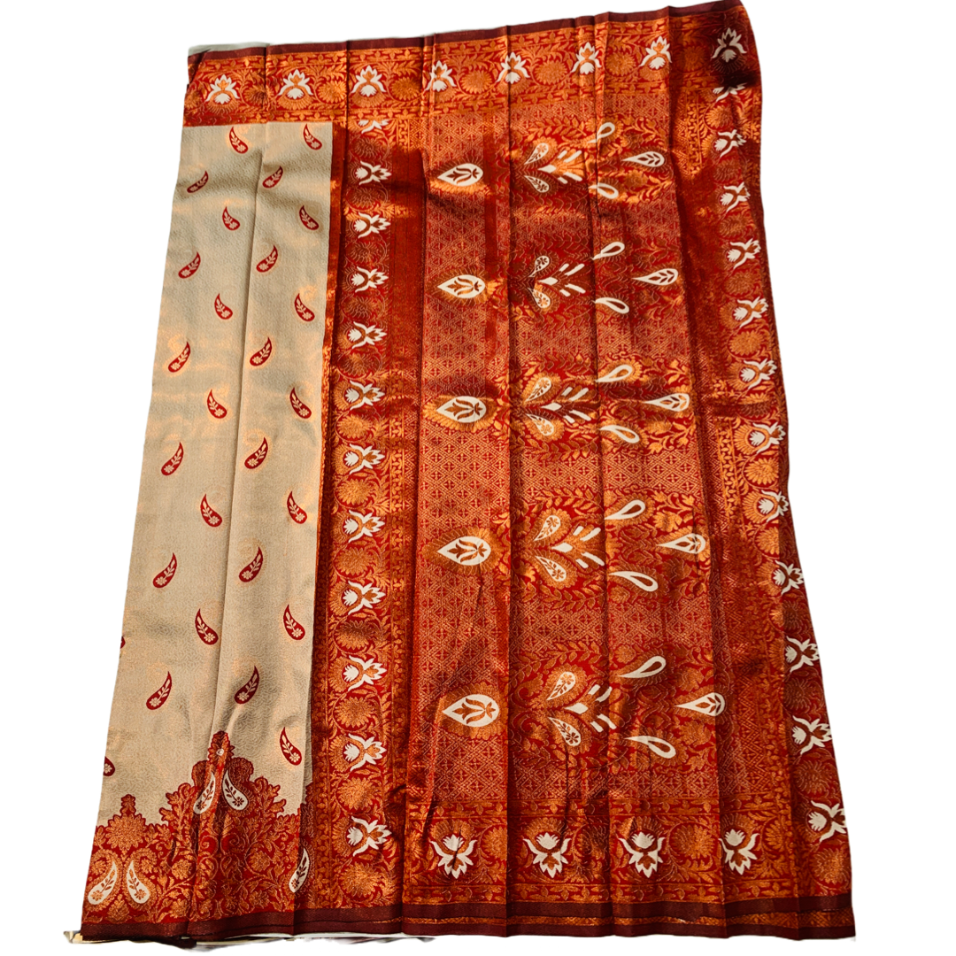 Sandal shade saree with Mango Design