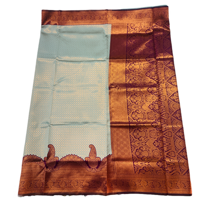 Gray shade saree with Purple Border