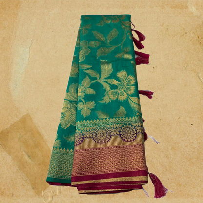 Banaras Saree Green Colour