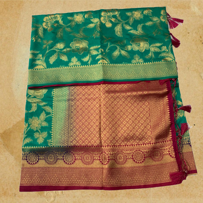 Banaras Saree Green Colour