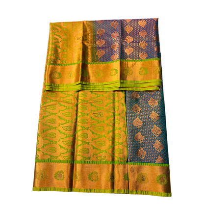 Bridal Vegan Silk Saree Peacock Blue shade