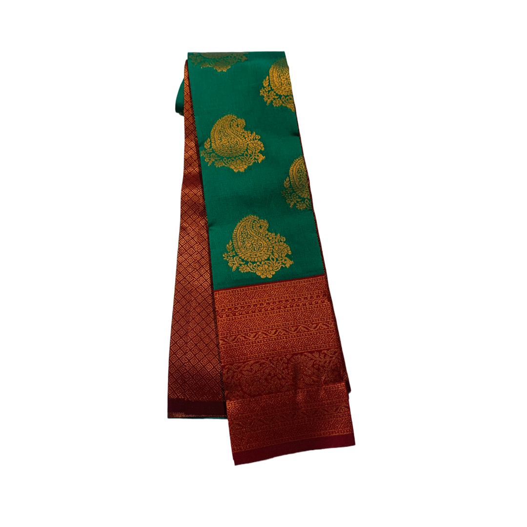 Green shade saree with Maroon Border