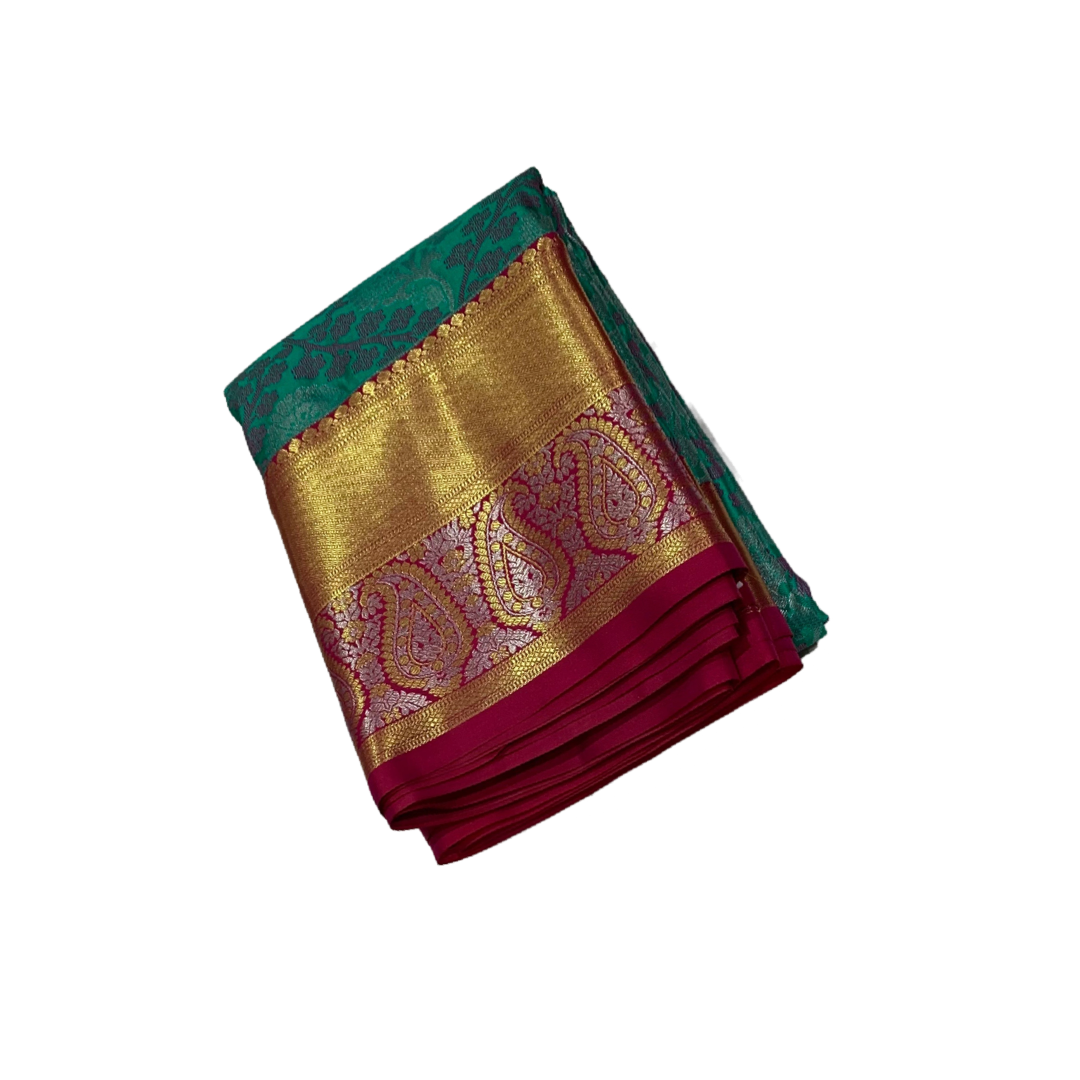 Vegan Silk Saree Rama Green Colour