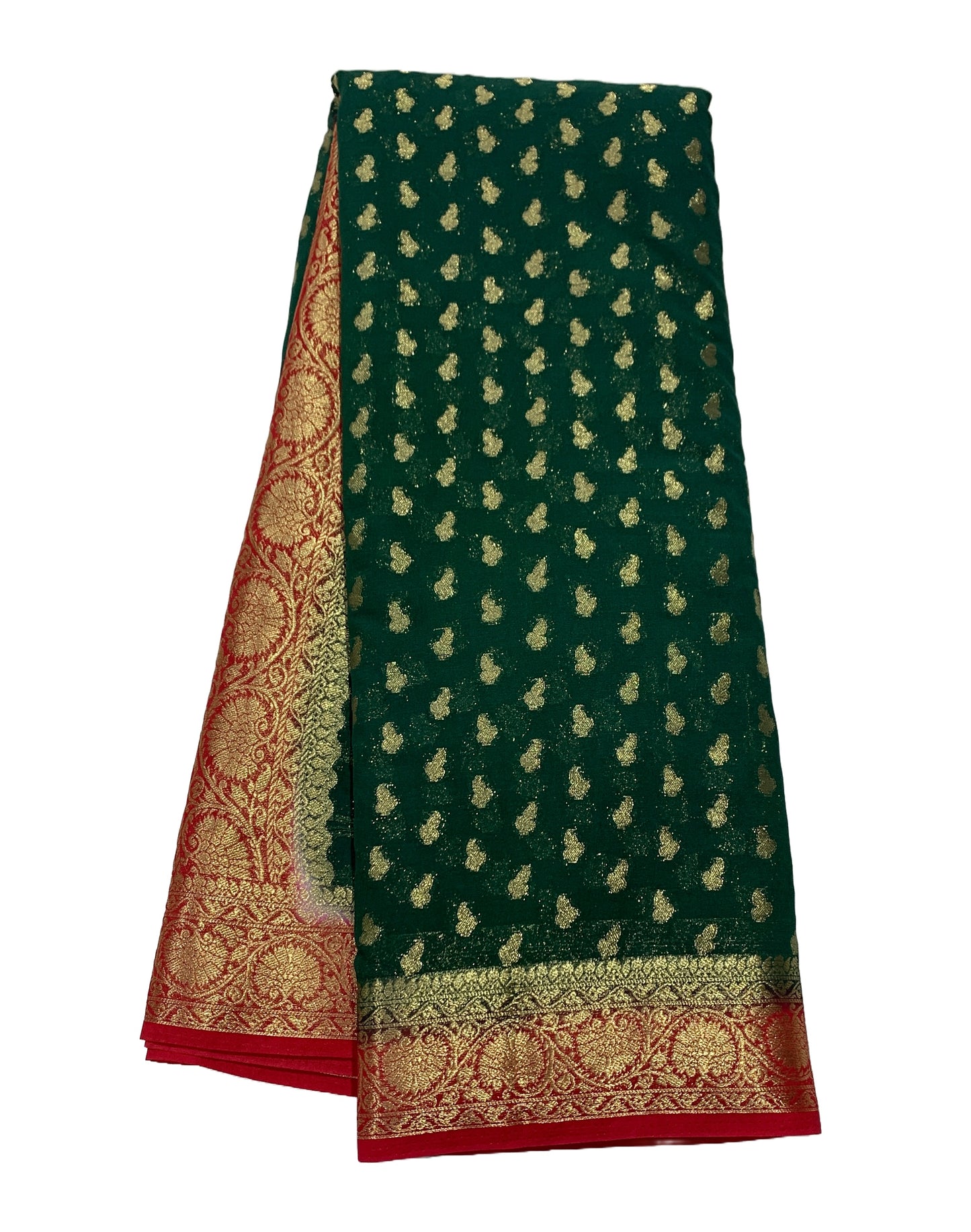 Georgette Crepe Saree Green Colour