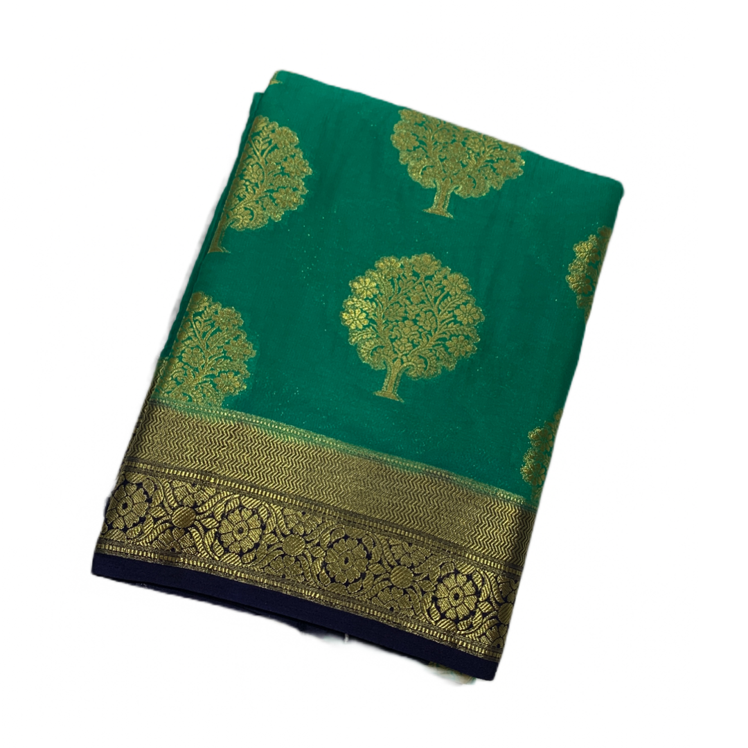 Crepe Saree Green Colour