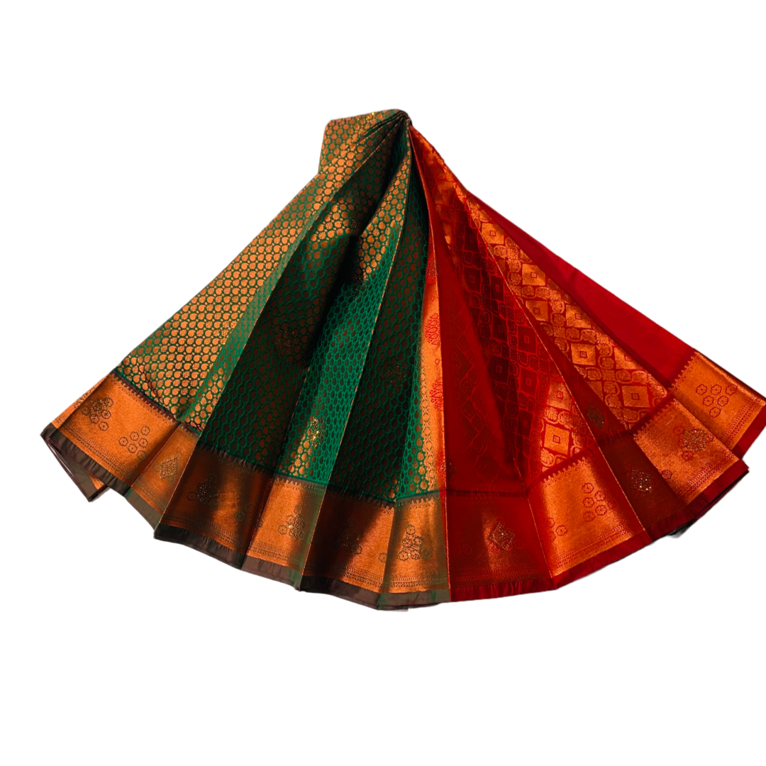 Green Shade Soft kanchi pattu with Small Mango design