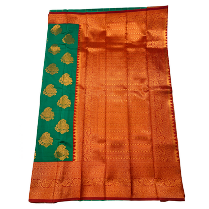 Green shade saree with Maroon Border