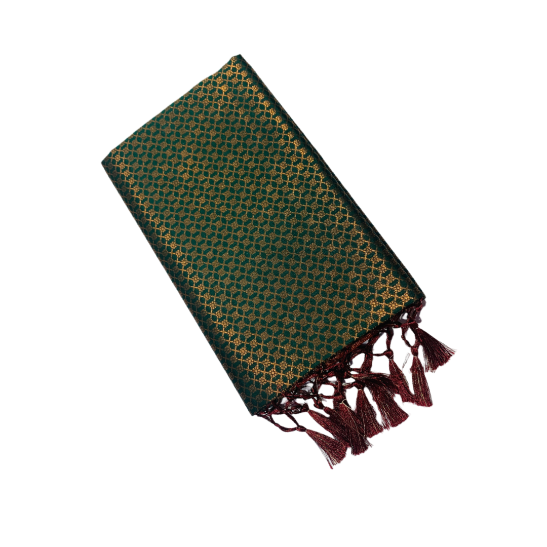 Dark Green shade saree with Maroon Border