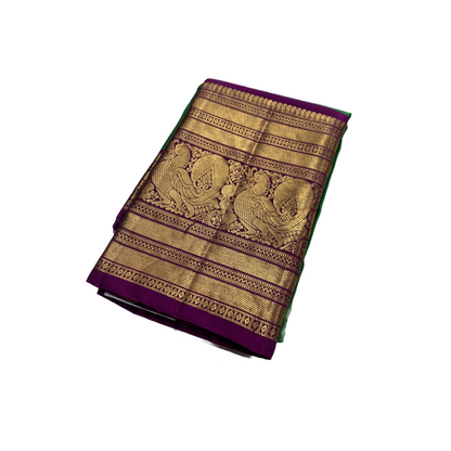 Pure Kanchivaram Silk Saree Green Colour with large Border