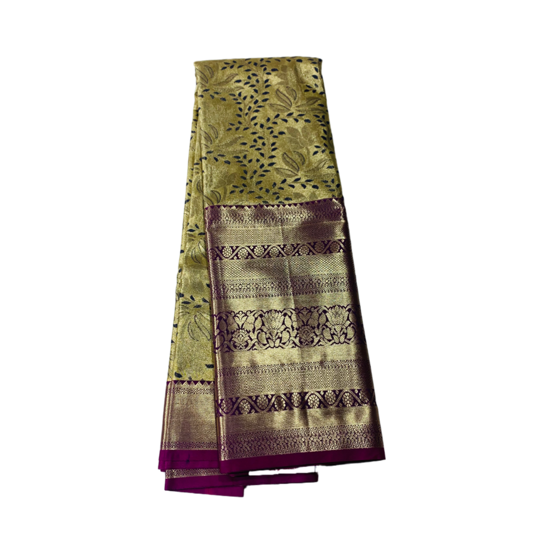 Vegan Silk Saree Golden Yellow Colour