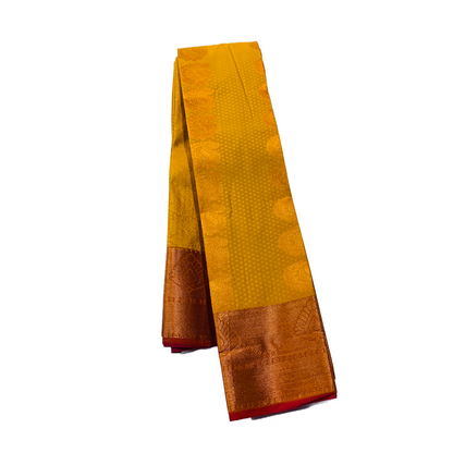 Golden Yellow shade saree with Copper Border