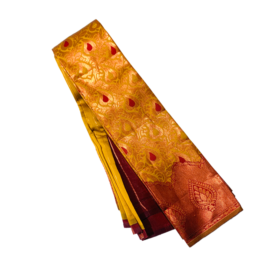 Golden Yellow  shade saree with Leaf Design