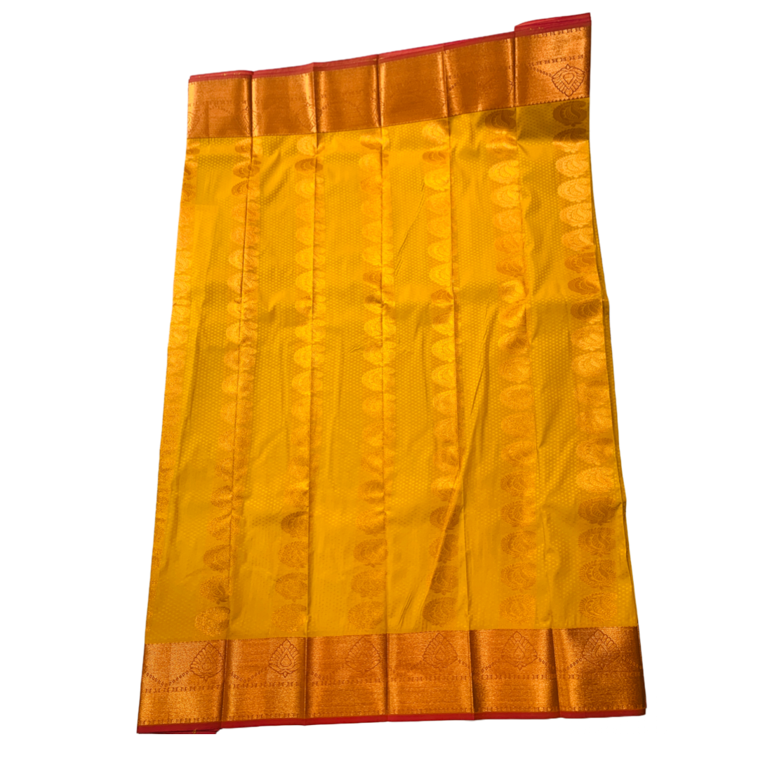 Golden Yellow shade saree with Copper Border