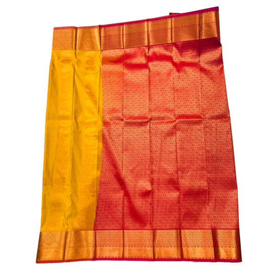 Golden Yellow shade saree with Copper Border