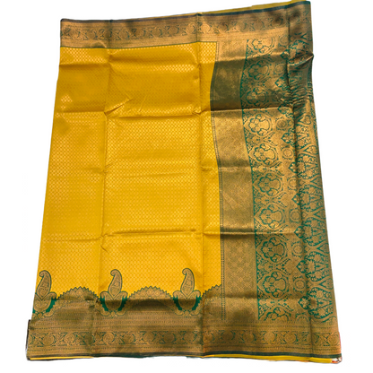 Golden Yellow shade saree with Green Border