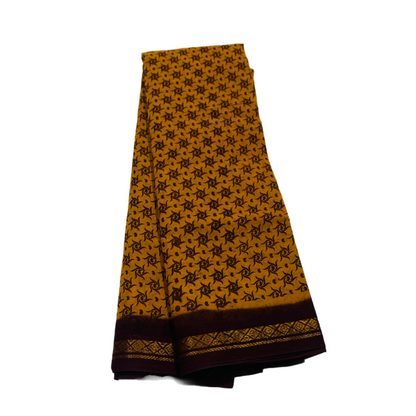 Chettinad Sungudi Cotton Golden Yellow Printed Saree