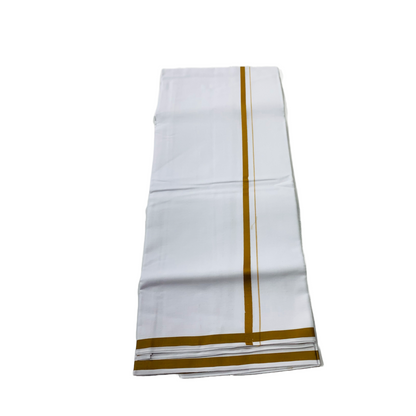 White Cotton Dhoti with Golden Yellow border.