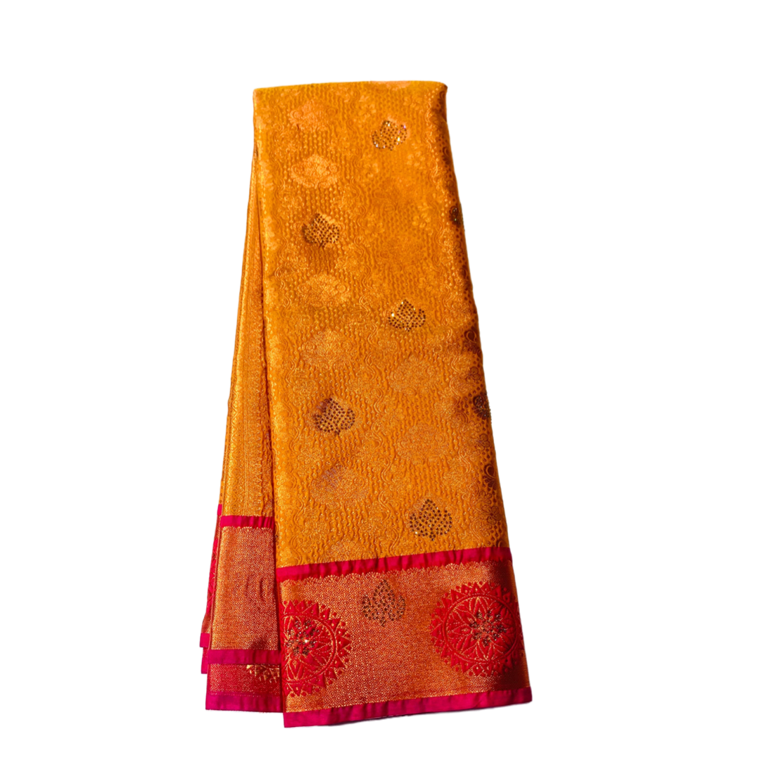 Bridal Vegan Silk Saree Light Honey Colour