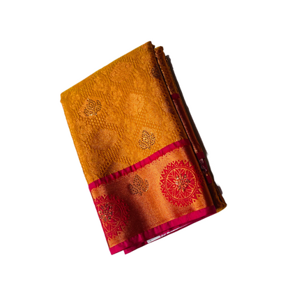 Bridal Vegan Silk Saree Light Honey Colour