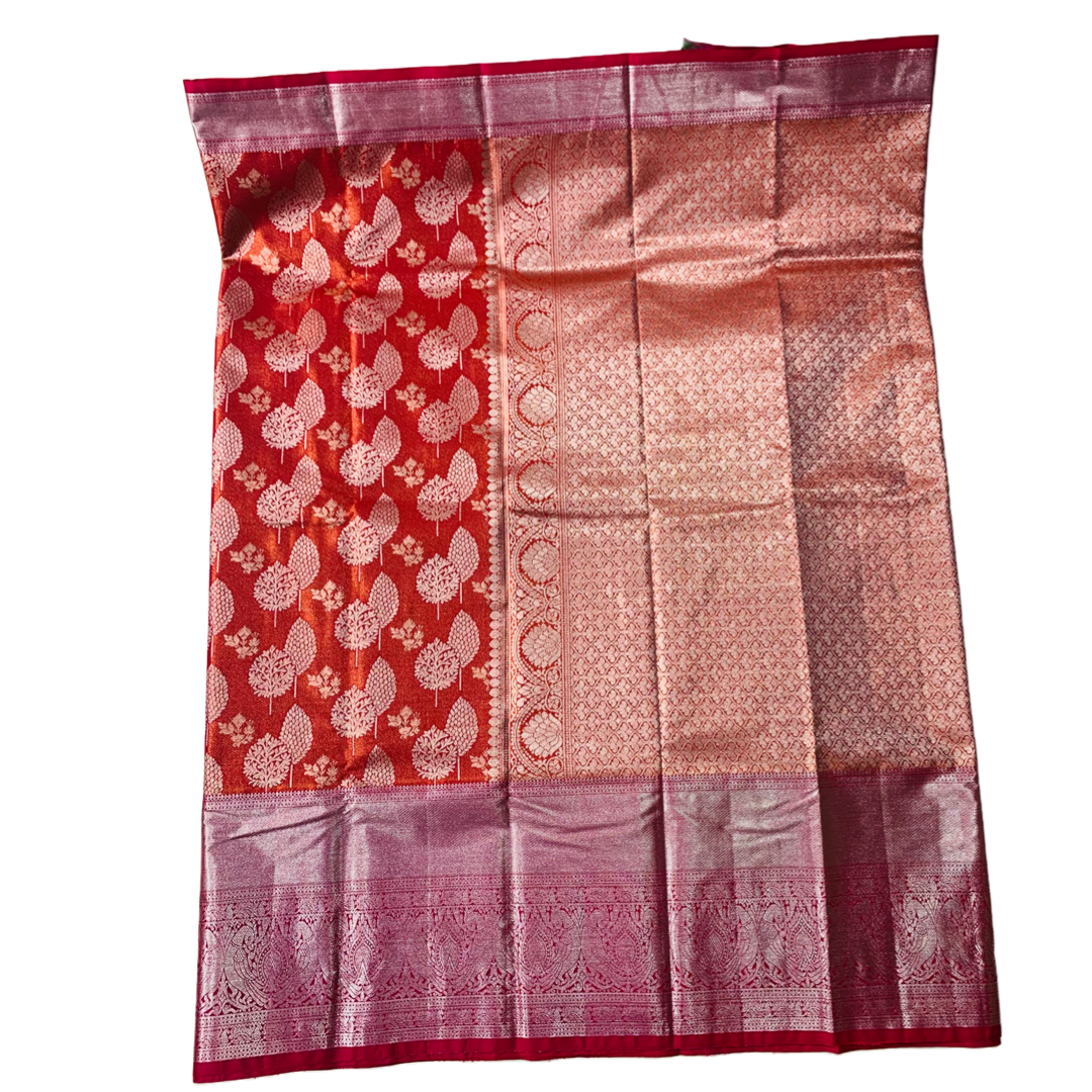 Vegan Silk Saree Honey colour shade with Sliver Border