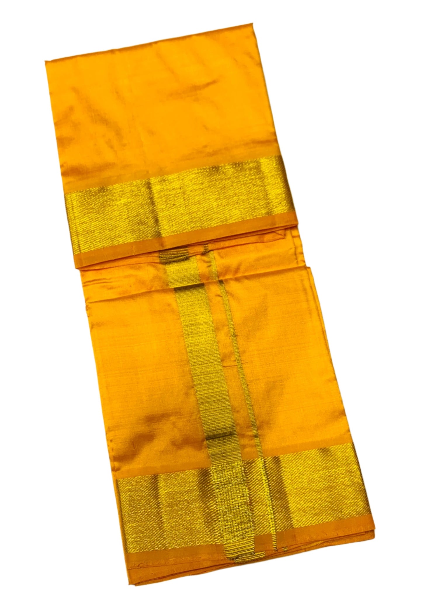 Silk Pooja Towel Yellow Colour with Zari Border