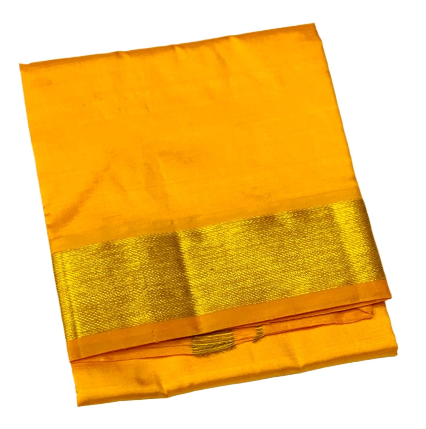 Silk Pooja Towel Yellow Colour with Zari Border
