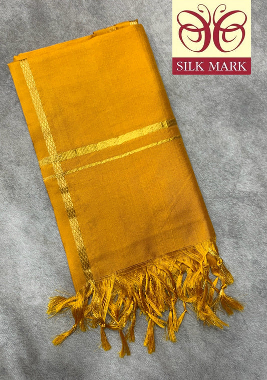 2 Mulam Silk Pooja Towel Mustard Colour