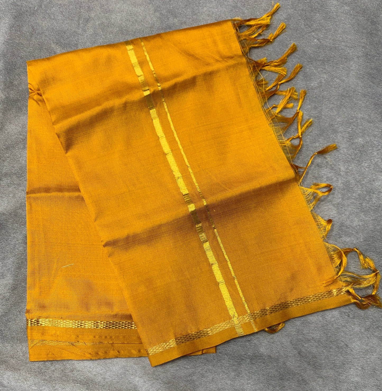 2 Mulam Silk Pooja Towel Mustard Colour