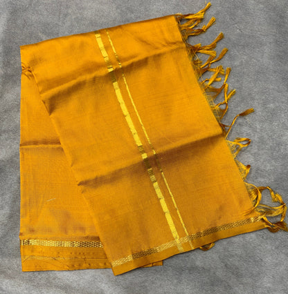2 Mulam Silk Pooja Towel Mustard Colour
