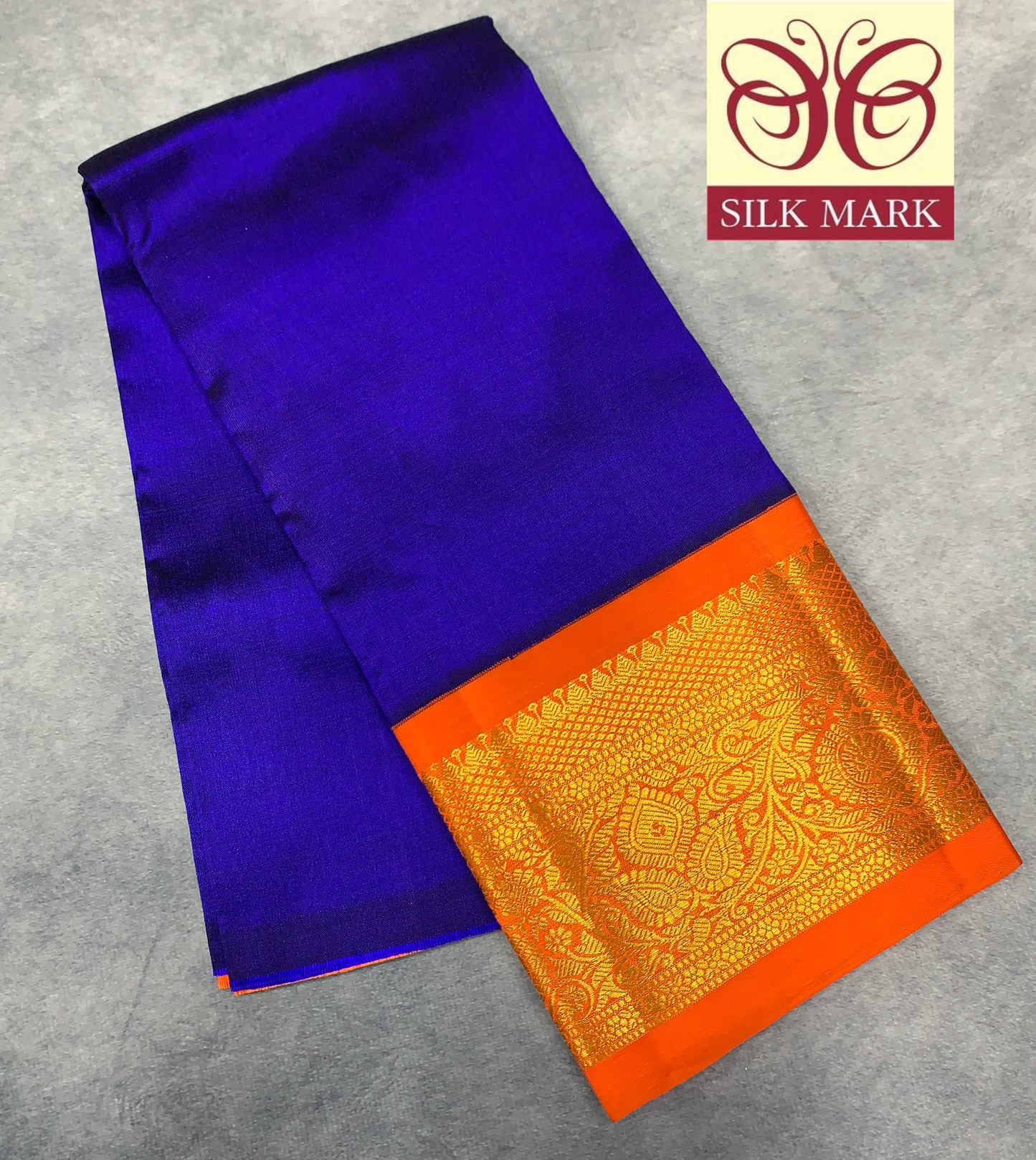 Blue shade Pure Kanchipuram Kids Pattu Pavadai with Contrast Border for Newborn to 2 Years