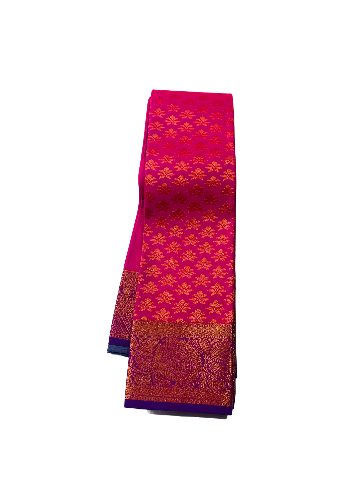 Vegan Silk Saree Pink Colour with Copper with Purple Border