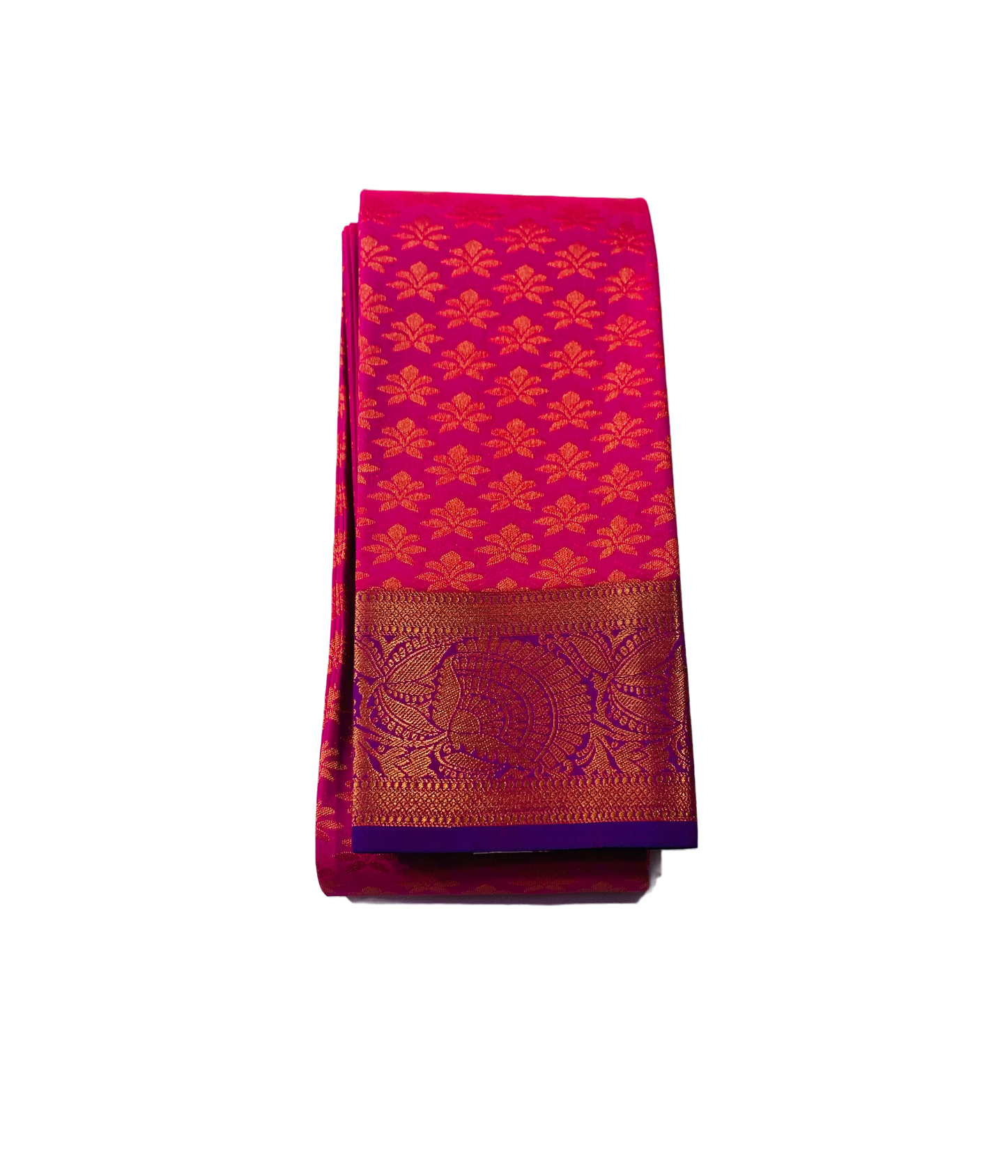 Vegan Silk Saree Pink Colour with Copper with Purple Border