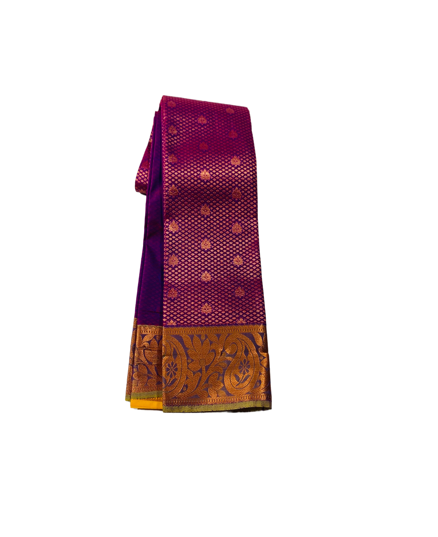 Vegan Silk Saree Purple with Copper with Flower design