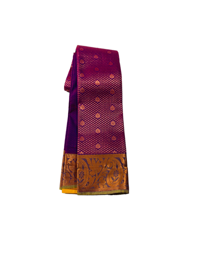 Vegan Silk Saree Purple with Copper with Flower design