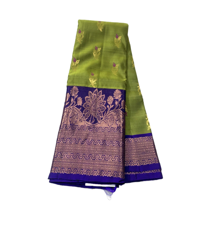 Pure Kanchivaram Silk Saree Green Colour with large Border